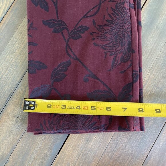 Ann Taylor FactorySignature Floral Chino Pants Stretch Maroon Curvy Size 8 (M5) - Picture 8 of 9